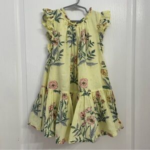 Pink Chicken Girls' Harper Dress in the Pale Yellow Poppy Print Size 6